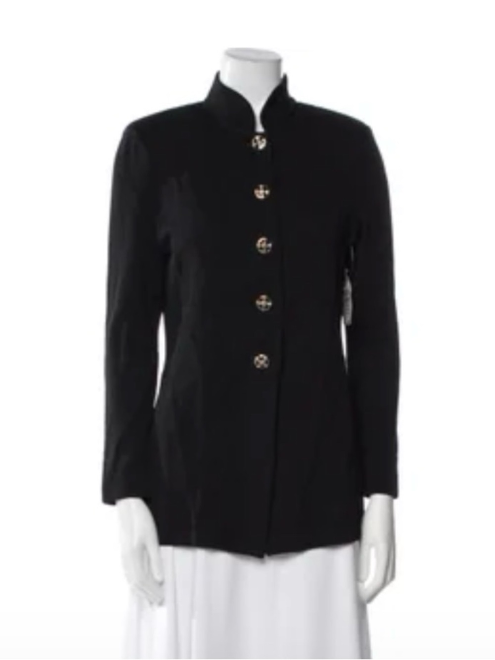 St John Classic Black Santana knit Jacket with mandarin collar